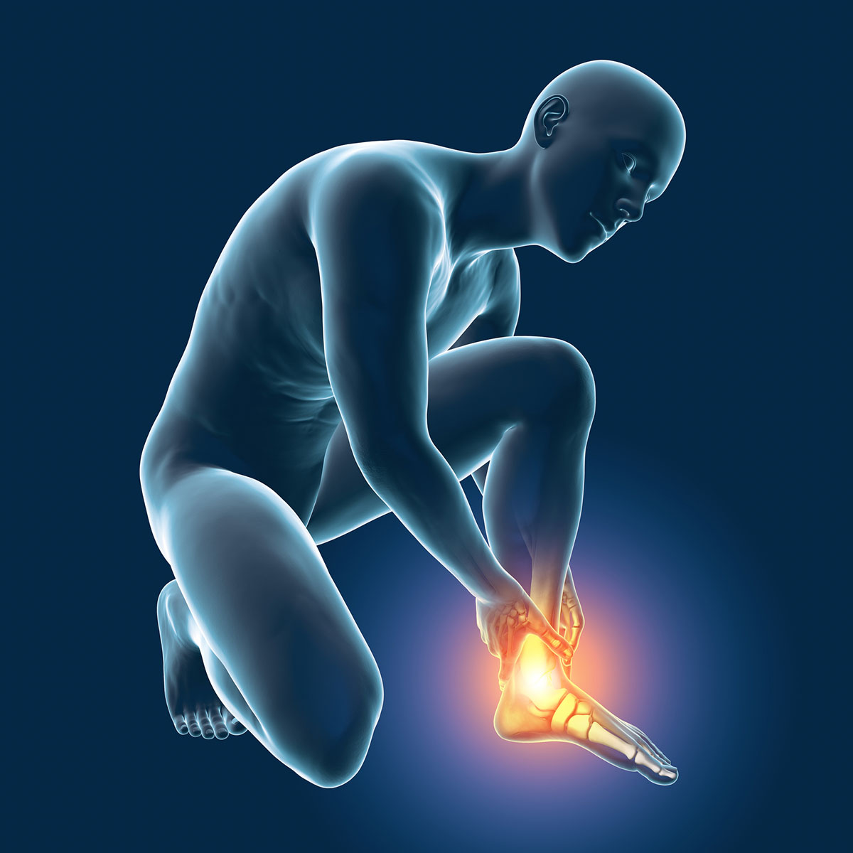 Person holding their lower extremity, which is radiating in pain.